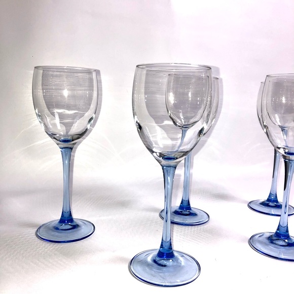 Luminarc Dining 5 Mid Century Modern Luminarc Azur Blue Stem Wine